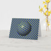 青球のボールの錯視 カード (黄色い花)