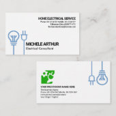 青球電源プラグモチーフ電気エンジニアリング 名刺 (正面/裏面)