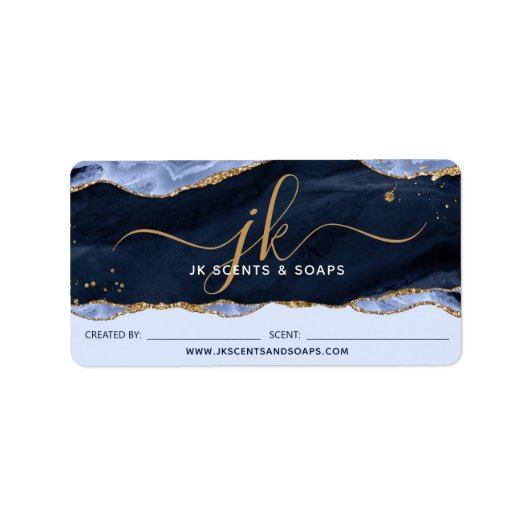 青瑪瑙モノグラムキャンドル石鹸ラベル ラベル (正面)