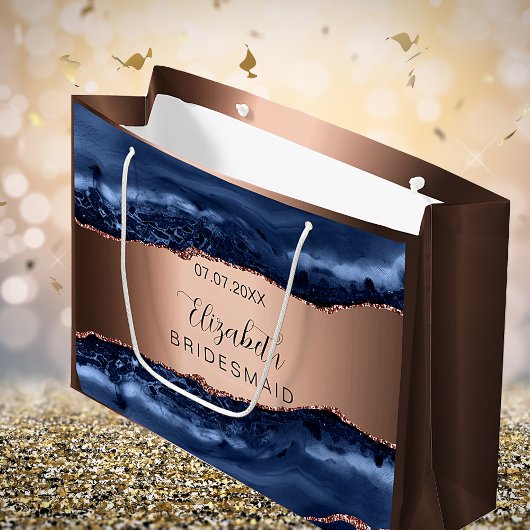 青瑪瑙銅色の花嫁の友人 ラージペーパーバッグ