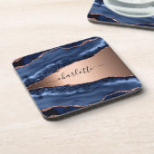 青瑪瑙 玫瑰金 姓名 手寫體 コースター (左側)