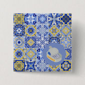 青瓦とイワシ 缶バッジ (正面)