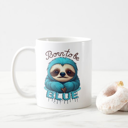 青生まれくかわいいナマケモノ コーヒーマグカップ (ドーナツ)