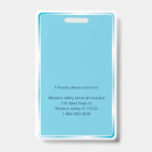 青病院ナース従業員の写真ID バッジ (裏面)