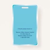 青病院ナース従業員の写真ID バッジ (裏面)