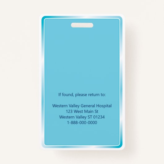 青病院ナース従業員の写真ID バッジ (裏面)