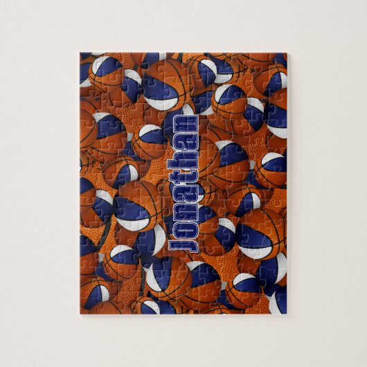 青白いバスケットボールの少年のチームの色 ジグソーパズル (縦)