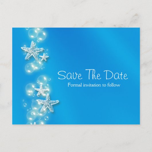 青白いビーチのヒトデのお知らせ 案内ポストカード (裏面)