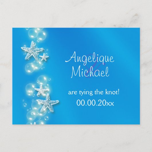 青白いビーチのヒトデのお知らせ 案内ポストカード (正面)