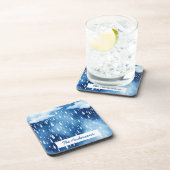 青白い天雨滴パターン コースター (右側)