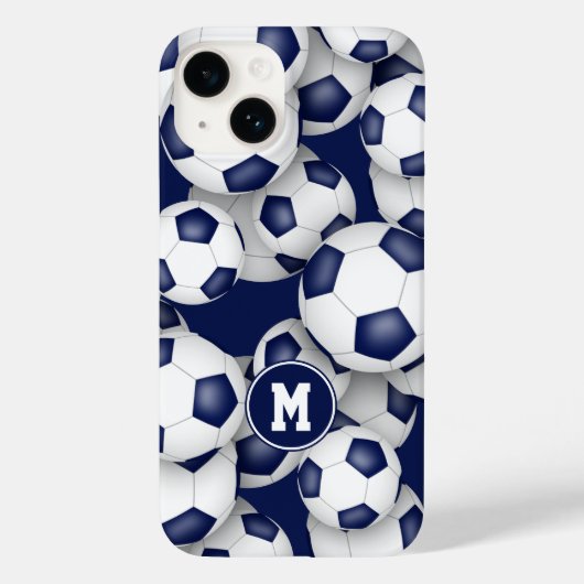 青白い女子サッカーボールのパターンモノグラムの Case-Mate iPhoneケース (裏面)