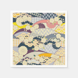 青白い着物日本のフローラの切り離紙 スタンダードカクテルナプキン