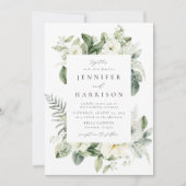 青白い花と緑の枠 招待状 (正面)