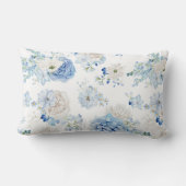 青白い花柄 ランバークッション (裏面)