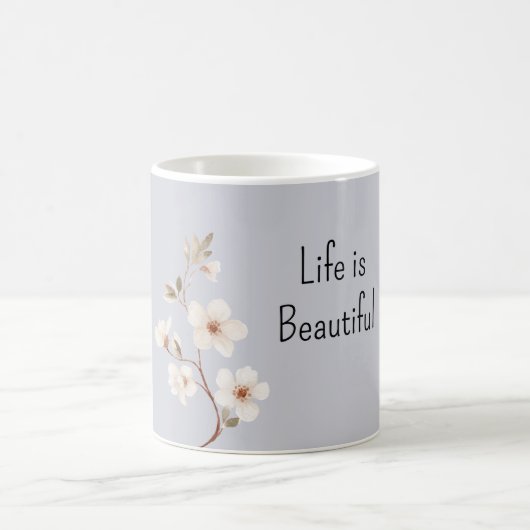 青白い花 コーヒーマグカップ (中央)