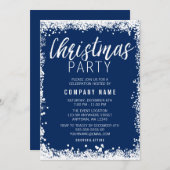 青白い雪のクリスマス縁どのパーティー 招待状 (正面/裏面)