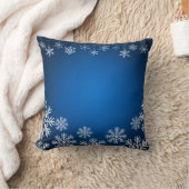 青白い雪の結晶クリスマス クッション (ブランケット)