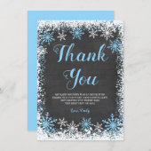 青白い雪片の少年のベビーシャワー サンキューカード (正面/裏面)
