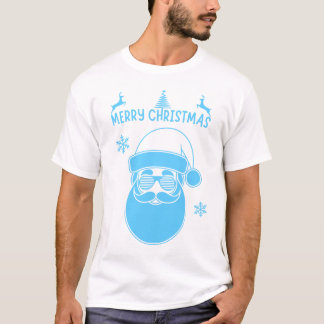 青白とクリスマスのメリークリスマス Tシャツ