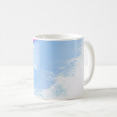 青白とピンクの抽象芸術絵画 コーヒーマグカップ (正面右)