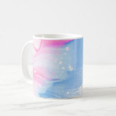青白とピンクの抽象芸術絵画 コーヒーマグカップ (正面左)