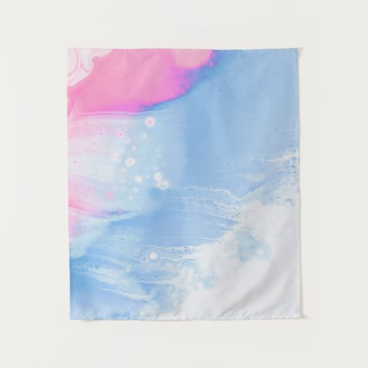 青白とピンクの抽象芸術絵画 タペストリー (正面)