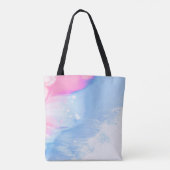 青白とピンクの抽象芸術絵画 トートバッグ (裏面)