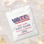 青白と白の政治運動広告の フェイバーバッグ (クリップ留めされた状態)