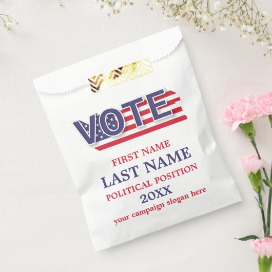 青白と白の政治運動広告の フェイバーバッグ (封をした状態)