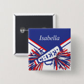 青白と赤のチアリーダーの衣装 缶バッジ (正面&裏面)