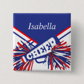 青白と赤のチアリーダーの衣装 缶バッジ (正面)