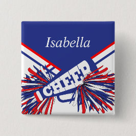 青白と赤のチアリーダーの衣装 缶バッジ