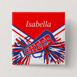 青白と赤のチアリーダーの衣装 缶バッジ