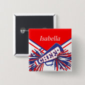 青白と赤のチアリーダーの衣装 缶バッジ (正面&裏面)