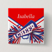 青白と赤のチアリーダーの衣装 缶バッジ (正面)