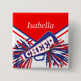 青白と赤のチアリーダーの衣装 缶バッジ