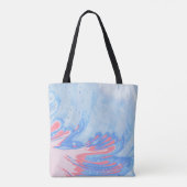 青白と赤の抽象芸術絵画 トートバッグ (裏面)