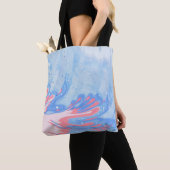 青白と赤の抽象芸術絵画 トートバッグ (クローズアップ)
