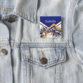 青白と金ゴールドのチアリーダーの衣装 缶バッジ (インサイチュ)