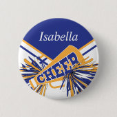 青白と金ゴールドのチアリーダーの衣装 缶バッジ (正面)