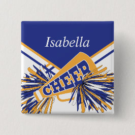 青白と金ゴールドのチアリーダーの衣装 缶バッジ