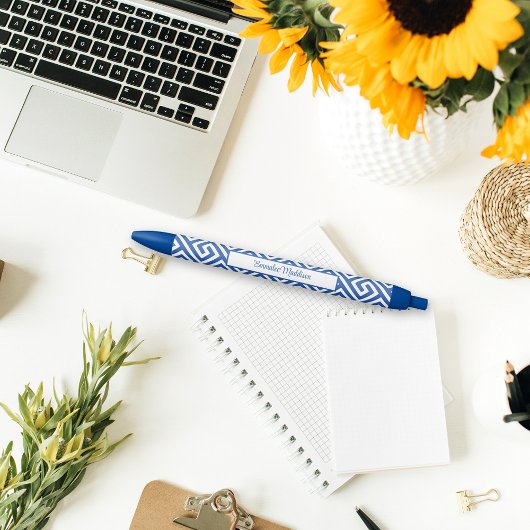 青白のシノワズリー モノグラム アステカスタイル 青ボールペン