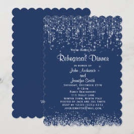 青白のストリングライト　冬のリハーサルディナー 招待状