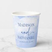 青白のスパークル雲の夢のようなエレガントなウェディング 紙コップ (裏面)