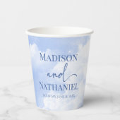 青白のスパークル雲の夢のようなエレガントなウェディング 紙コップ (正面)