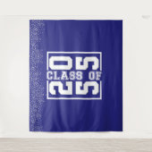 青白のスポーツタイポグラフィ卒業クラス タペストリー (正面)