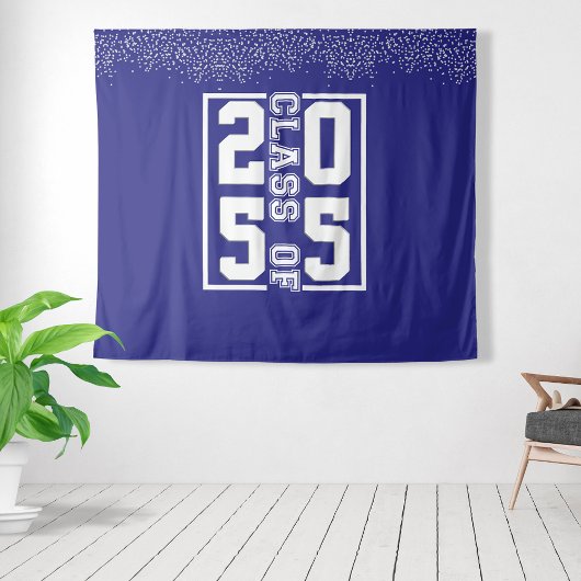 青白のスポーツタイポグラフィ卒業クラス タペストリー