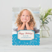 青白のホリデースワール写真テンプレート シーズンカード (スタンド正面)