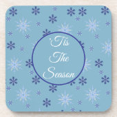 青白の冬の雪片 コースター (正面)