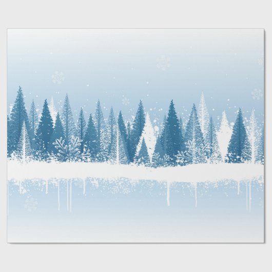 青白の冬林グランジ絵を描デザイン ラッピングペーパー (フラット)